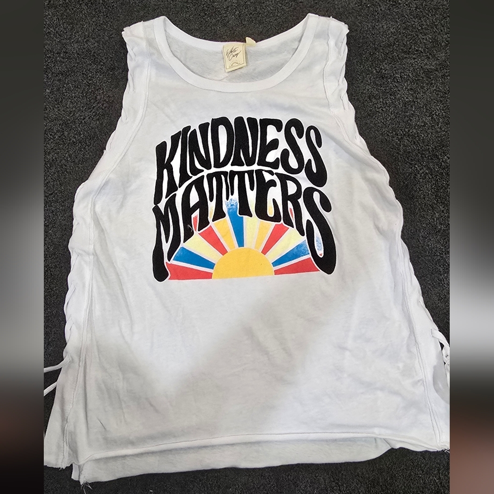 White Crow Kids Tank Top with Kindness Graphic